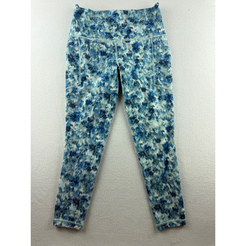Athleta Salutation Stash 7/8 Tight Blue Floral Watercolor Leggings Womens Medium